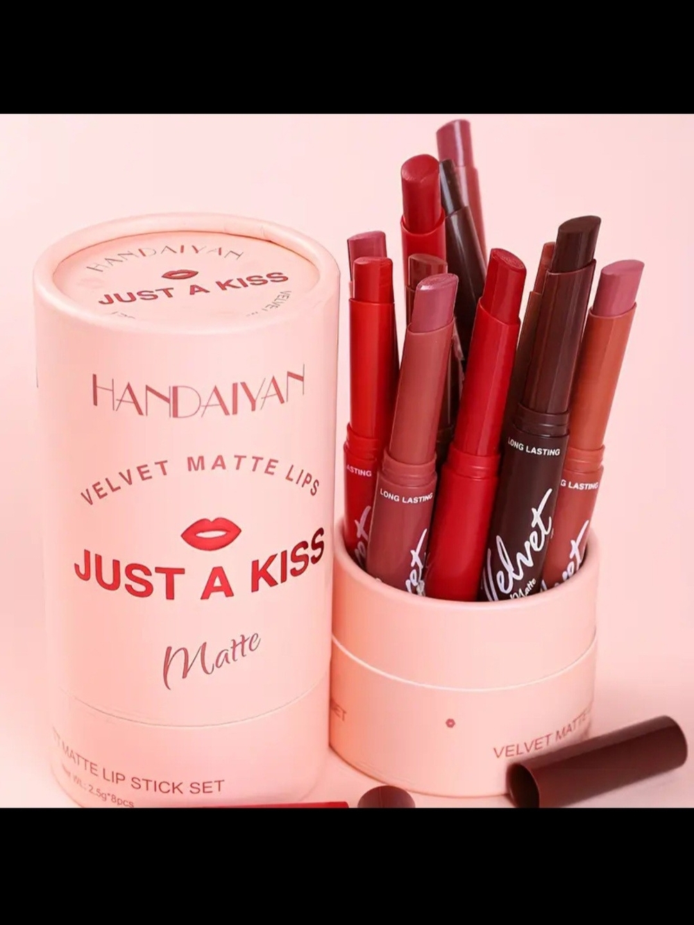 Just A Kiss Velvet Matte Lipstick - Bold Red To Nude/ 8 Piece Set - Picture 4 of 12